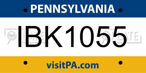 IBK1055 Pennsylvania License Plate