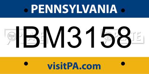 IBM3158 Pennsylvania License Plate