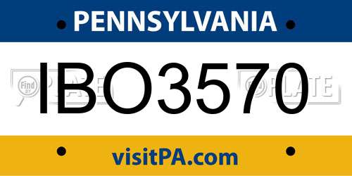 IBO3570 Pennsylvania License Plate