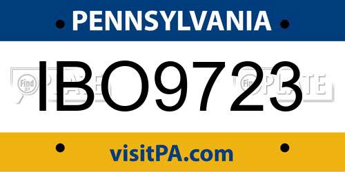 IBO9723 Pennsylvania License Plate