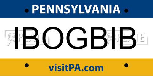 IBOGBIB Pennsylvania License Plate