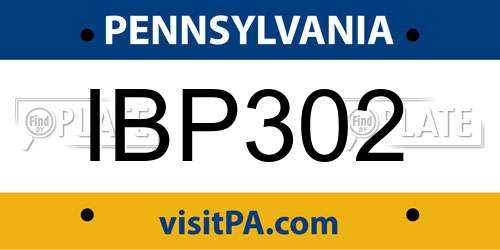 IBP302 Pennsylvania License Plate