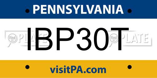 IBP30T Pennsylvania License Plate