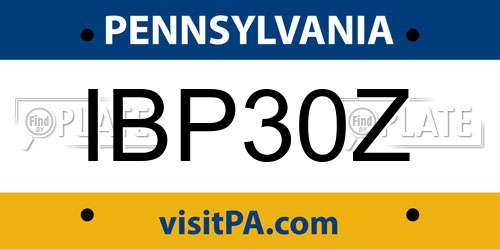 IBP30Z Pennsylvania License Plate