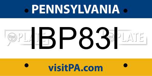 IBP83I Pennsylvania License Plate