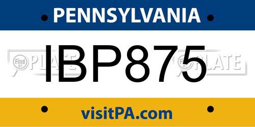 IBP875 Pennsylvania License Plate