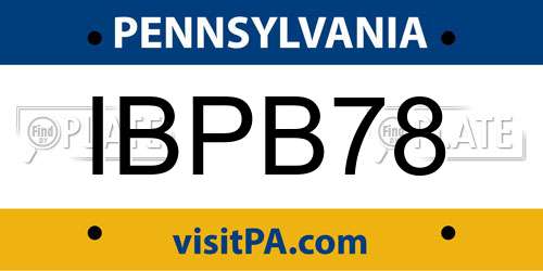 IBPB78 Pennsylvania License Plate