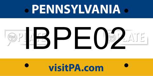 IBPE02 Pennsylvania License Plate