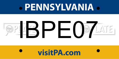 IBPE07 Pennsylvania License Plate