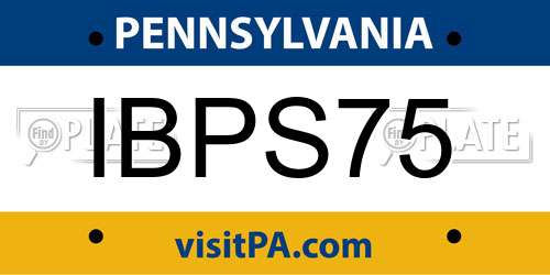 IBPS75 Pennsylvania License Plate