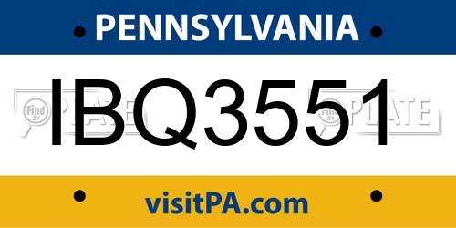 IBQ3551 Pennsylvania License Plate