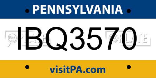 IBQ3570 Pennsylvania License Plate