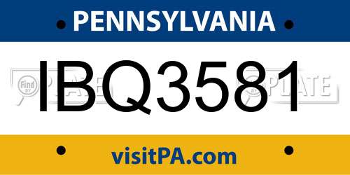 IBQ3581 Pennsylvania License Plate