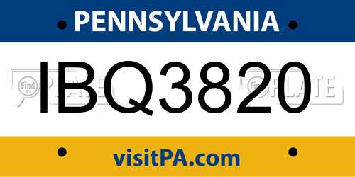 IBQ3820 Pennsylvania License Plate