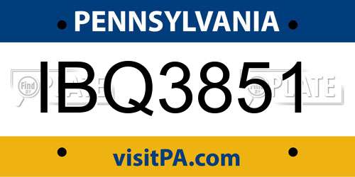 IBQ3851 Pennsylvania License Plate