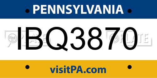 IBQ3870 Pennsylvania License Plate