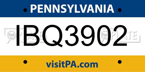 IBQ3902 Pennsylvania License Plate