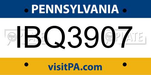 IBQ3907 Pennsylvania License Plate