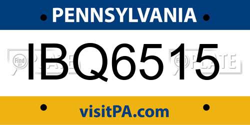 IBQ6515 Pennsylvania License Plate