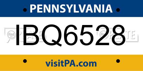 IBQ6528 Pennsylvania License Plate