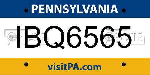 IBQ6565 Pennsylvania License Plate