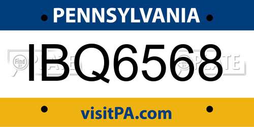 IBQ6568 Pennsylvania License Plate