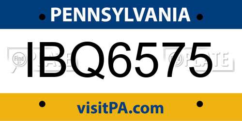IBQ6575 Pennsylvania License Plate