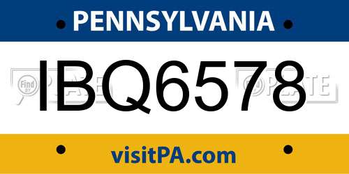 IBQ6578 Pennsylvania License Plate