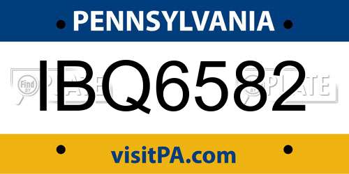 IBQ6582 Pennsylvania License Plate