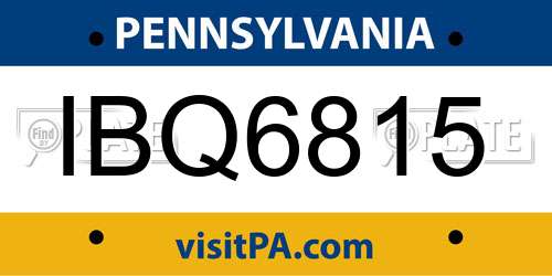 IBQ6815 Pennsylvania License Plate