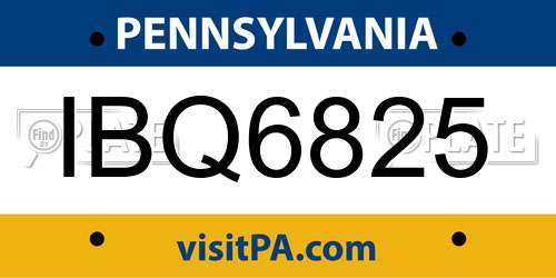 IBQ6825 Pennsylvania License Plate