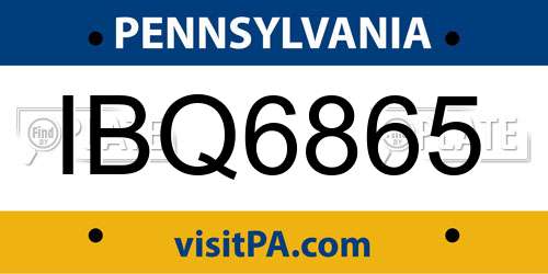 IBQ6865 Pennsylvania License Plate