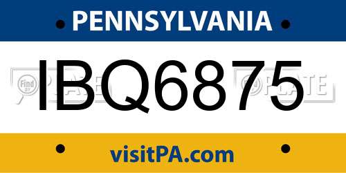IBQ6875 Pennsylvania License Plate