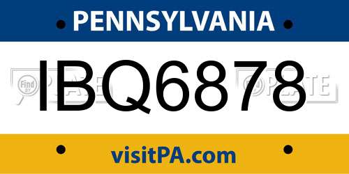 IBQ6878 Pennsylvania License Plate