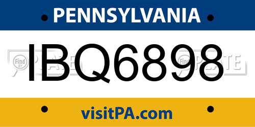IBQ6898 Pennsylvania License Plate