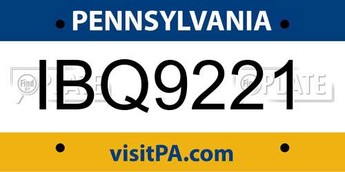 IBQ9221 Pennsylvania License Plate