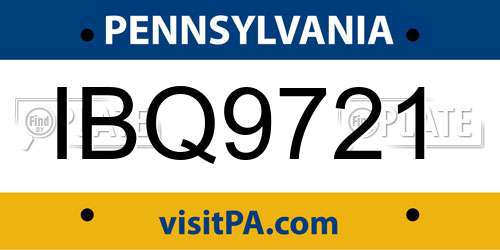IBQ9721 Pennsylvania License Plate