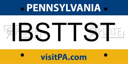 IBSTTST Pennsylvania License Plate
