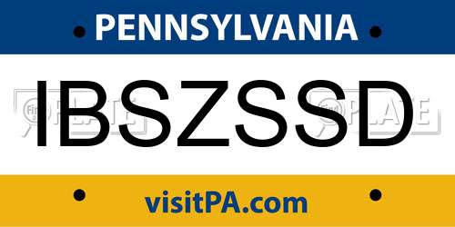 IBSZSSD Pennsylvania License Plate