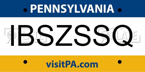 IBSZSSQ Pennsylvania License Plate