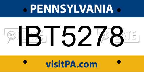 IBT5278 Pennsylvania License Plate
