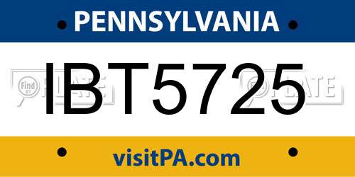 IBT5725 Pennsylvania License Plate