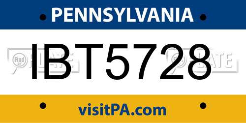 IBT5728 Pennsylvania License Plate