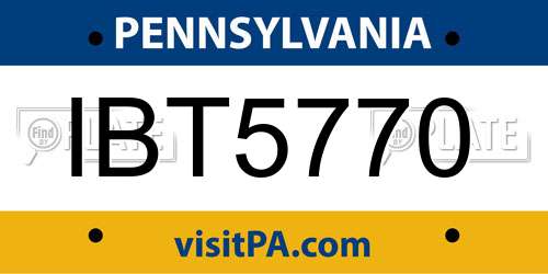 IBT5770 Pennsylvania License Plate