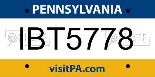IBT5778 Pennsylvania License Plate