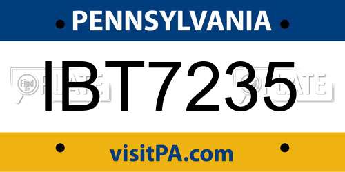 IBT7235 Pennsylvania License Plate