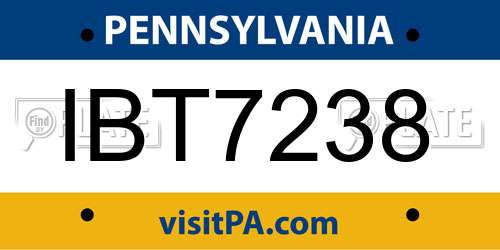 IBT7238 Pennsylvania License Plate
