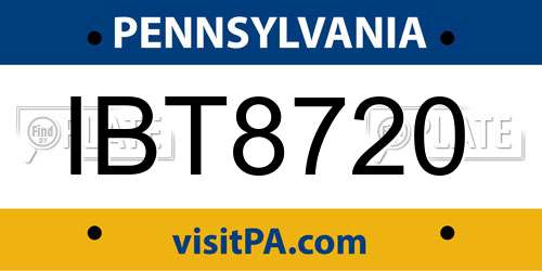 IBT8720 Pennsylvania License Plate