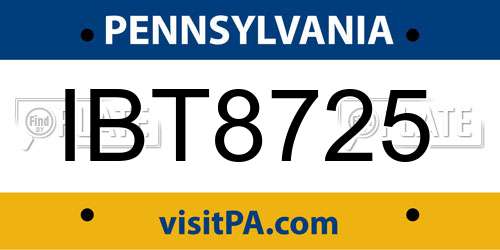 IBT8725 Pennsylvania License Plate