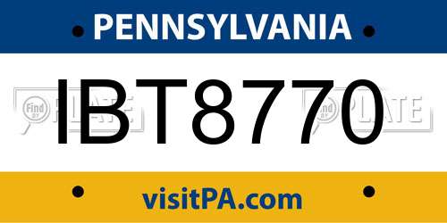 IBT8770 Pennsylvania License Plate